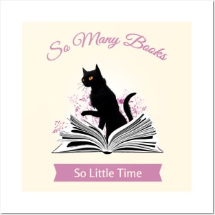 Cat and book, so many books, flowers growing from book, Books Sticker, student gift, lover books Posters and Art